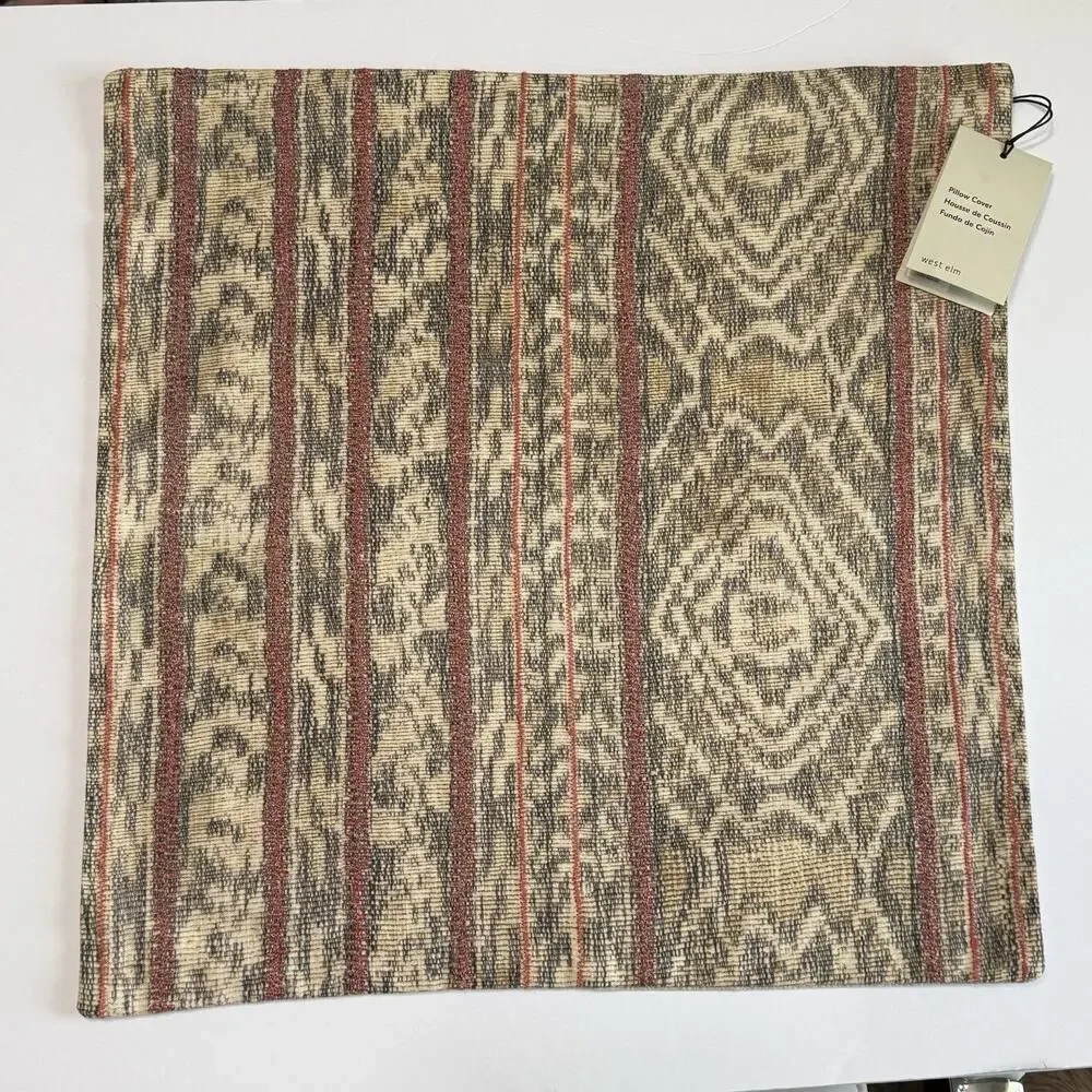 West Elm Diamondback Ikat Pillow Cover Camel Cotton 20